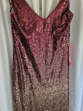 MARINA Burgundy to Gold Ombre Sequin Gown - Size 8/10